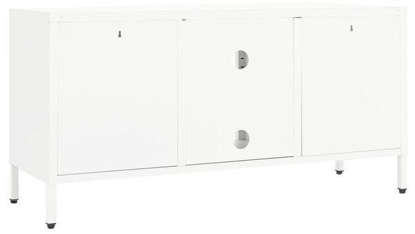 Fehér acél és üveg TV-szekrény 105x35x52 cm