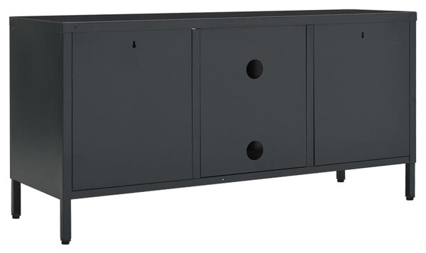Antracitszürke acél és üveg TV-szekrény 105 x 35 x 52 cm