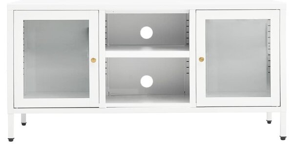 Fehér acél és üveg TV-szekrény 105x35x52 cm