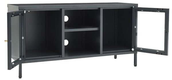 Antracitszürke acél és üveg TV-szekrény 105 x 35 x 52 cm