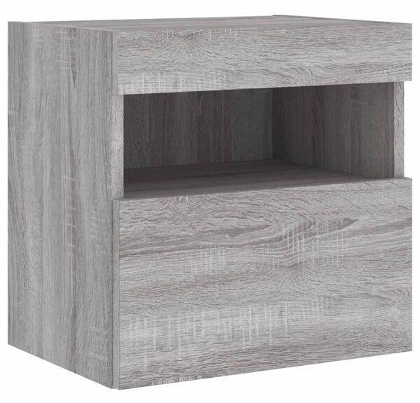 Szürke sonoma színű fali TV-szekrény LED-ekkel 40x30x40 cm