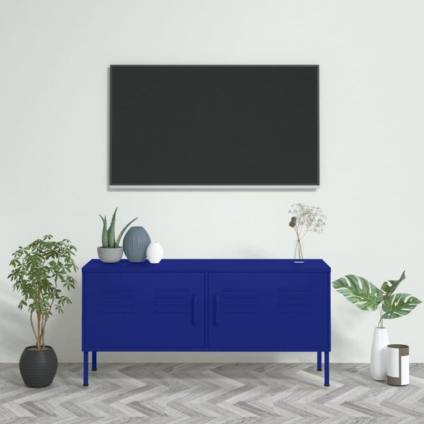 Tengerészkék acél TV-szekrény 105 x 35 x 50 cm