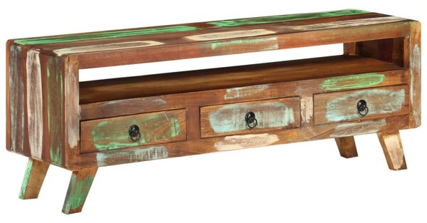 Többszínű tömör újrahasznosított fa TV-szekrény 110x30x40 cm