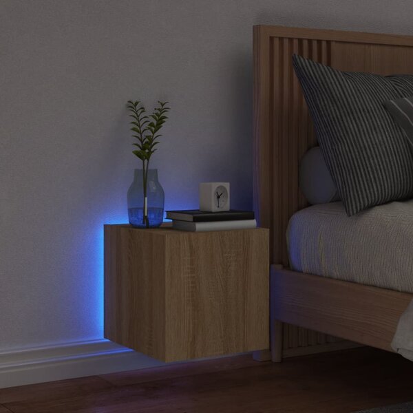Sonoma tölgy színű fali TV-szekrény LED-ekkel 30,5x35x30 cm