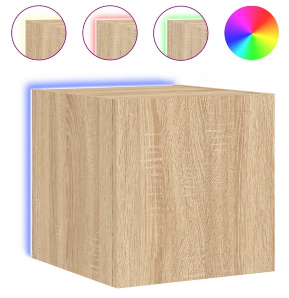 Sonoma tölgy színű fali TV-szekrény LED-ekkel 30,5x35x30 cm
