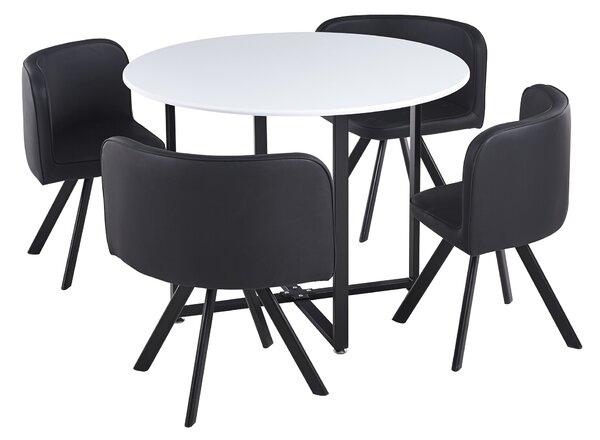 KONDELA Étkező szett 1+4, fehér/fekete, BEVAN NEW