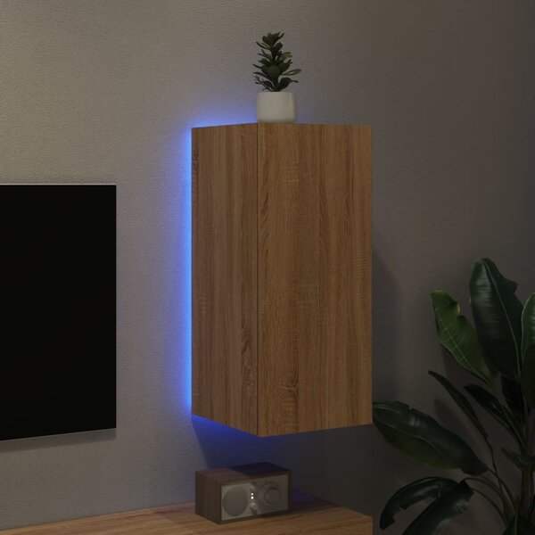 Sonoma tölgy színű fali TV-szekrény LED-ekkel 30,5x35x70 cm