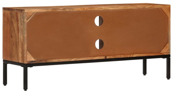 Mézbarna és szürke tömör akácfa TV-szekrény 110 x 30 x 50 cm
