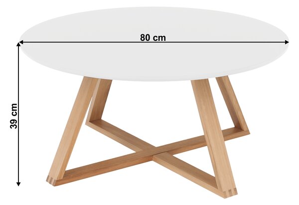 KONDELA Dohányzóasztal, fehér/természetes, INFERO