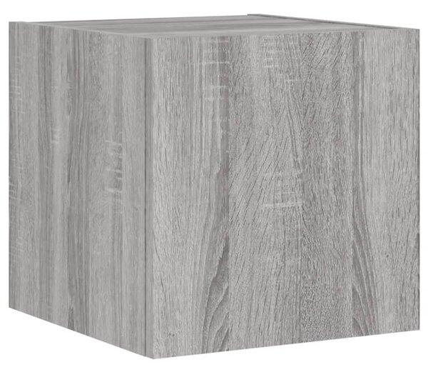Szürke sonoma színű fali TV-szekrény LED-ekkel 30,5x35x30 cm