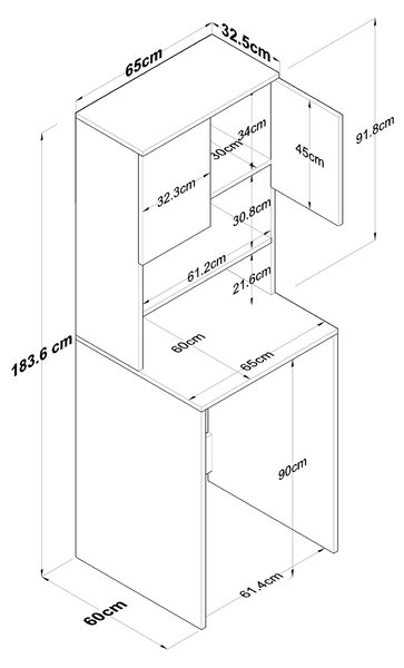Fürdőszobaszekrény Karoline 101 (dió + antracit)