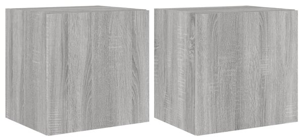 2 db szürke sonoma fali TV-szekrény LED-ekkel 40,5x35x40 cm