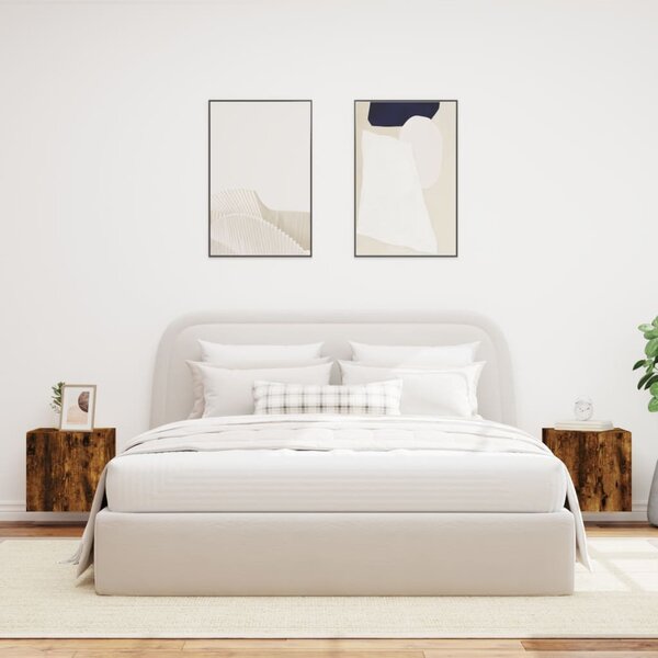 2 db füstös tölgy fali TV-szekrény LED-ekkel 40,5x35x40 cm