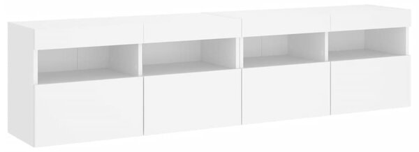 2 db fehér falra szerelhető TV-szekrény LED-del 80 x 30 x 40 cm
