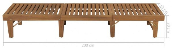 VidaXL Akácfa Napozóágy - Összecsukható - 200cm