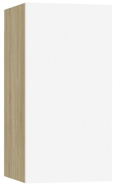 Fehér és sonoma tölgy szerelt fa TV-szekrény 30,5 x 30 x 60 cm