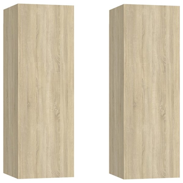 2 db sonoma tölgy szerelt fa TV-szekrény 30,5x30x90 cm
