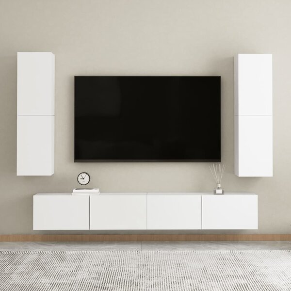 Fehér szerelt fa TV-szekrény 30,5 x 30 x 110 cm