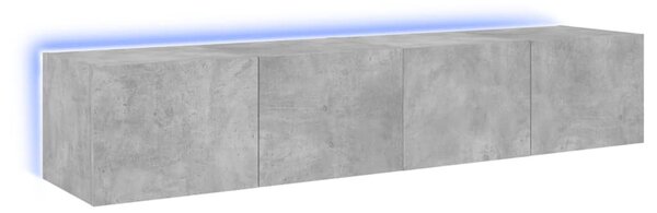 2 db betonszürke fali TV-szekrény LED-del 80x35x31 cm