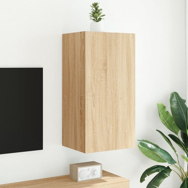 Sonoma tölgy színű fali TV-szekrény LED-ekkel 40,5x35x80 cm