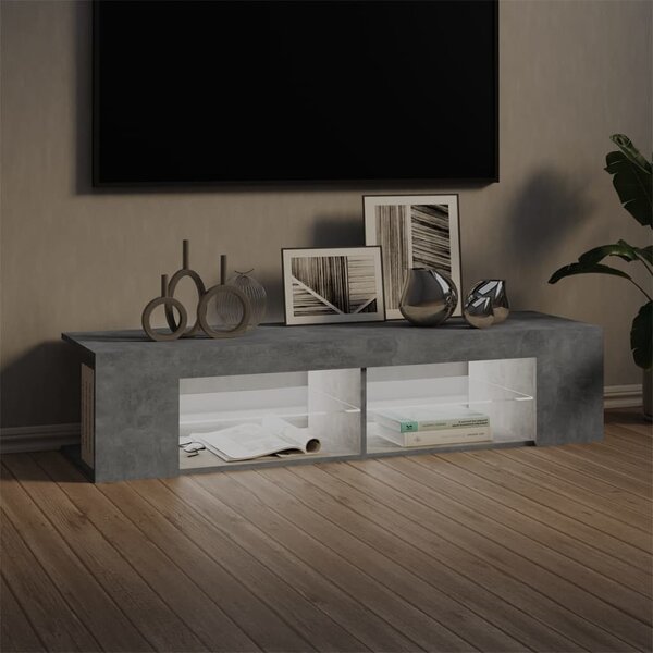 Betonszürke TV-szekrény LED-lámpákkal 135 x 39 x 30 cm