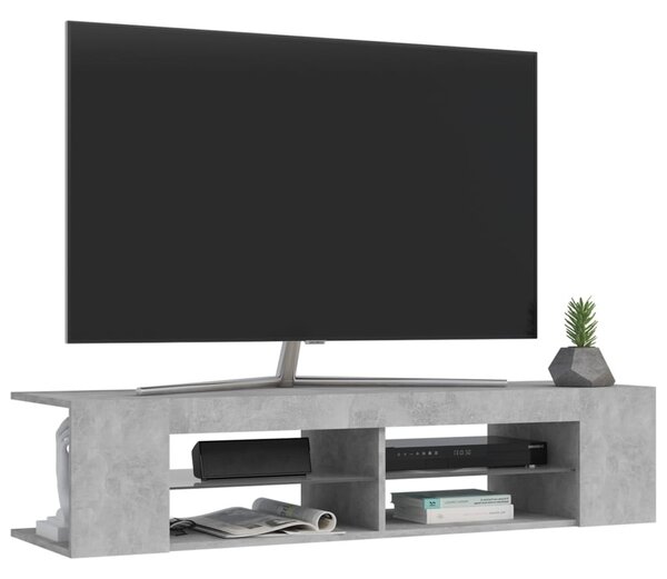 Betonszürke TV-szekrény LED-lámpákkal 135 x 39 x 30 cm