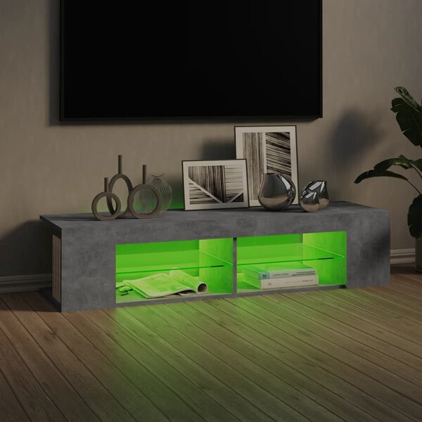 Betonszürke TV-szekrény LED-lámpákkal 135 x 39 x 30 cm