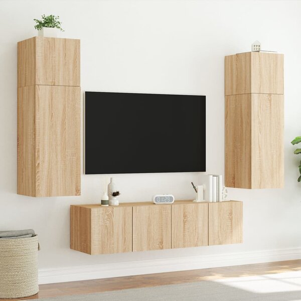 Sonoma tölgy színű fali TV-szekrény LED-ekkel 80x35x31 cm