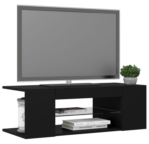 Fekete TV-szekrény LED lámpákkal 90 x 39 x 30 cm