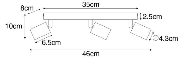 Modern fehér spotlámpa téglalap alakú 3-lámpás - Facil