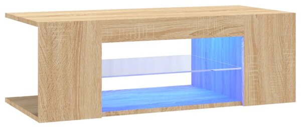 Sonoma tölgy színű TV-szekrény LED lámpákkal 90 x 39 x 30 cm