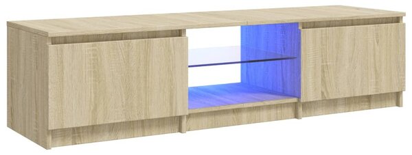 Sonoma tölgy színű TV-szekrény LED lámpákkal 140x40x36 cm