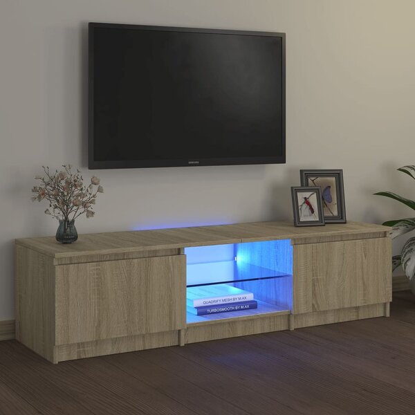 Sonoma tölgy színű TV-szekrény LED lámpákkal 140x40x36 cm