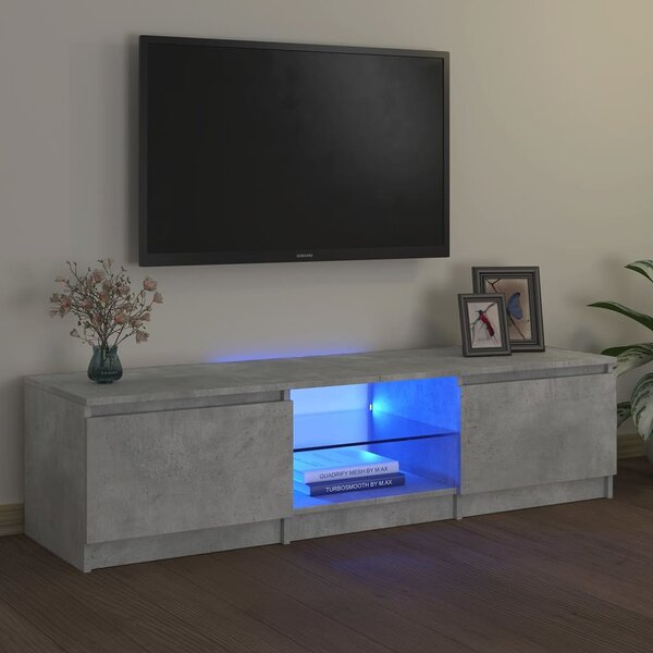 Szürke TV-szekrény LED-világítással 140 x 40 x 36 cm