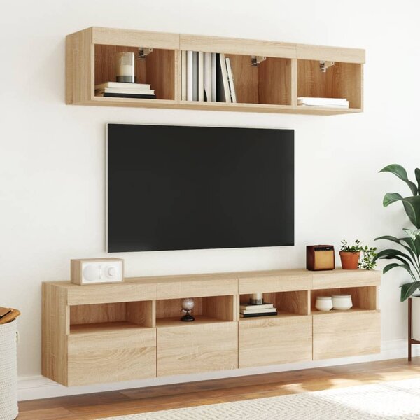 Sonoma tölgy színű fali TV-szekrény LED-ekkel 80x30x40 cm