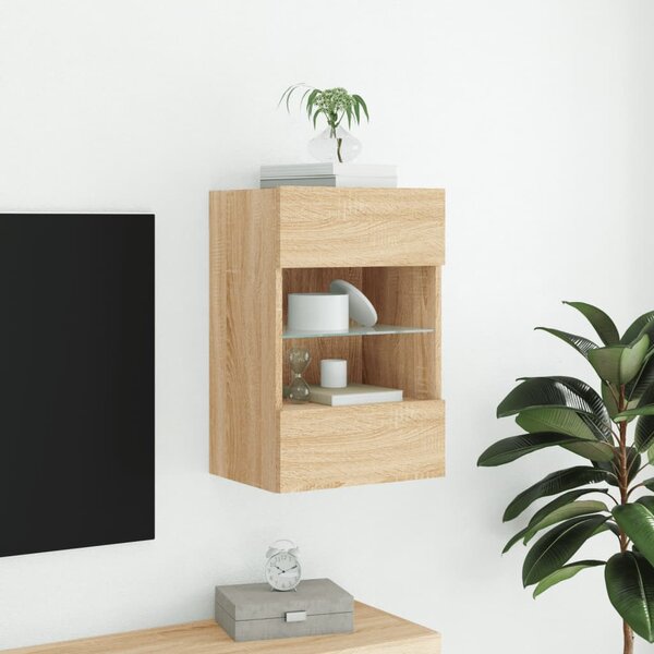 Sonoma tölgy színű fali TV-szekrény LED-ekkel 40x30x60,5 cm