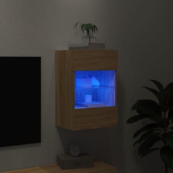 Sonoma tölgy színű fali TV-szekrény LED-ekkel 40x30x60,5 cm