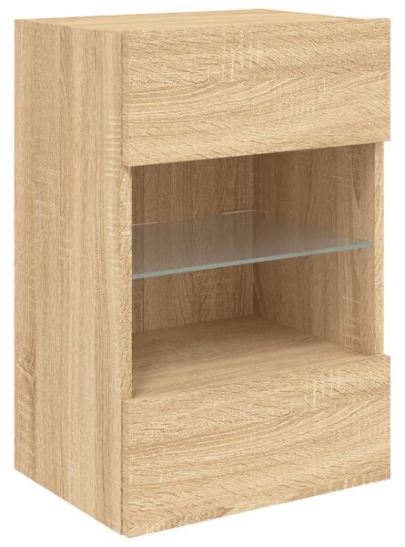 Sonoma tölgy színű fali TV-szekrény LED-ekkel 40x30x60,5 cm