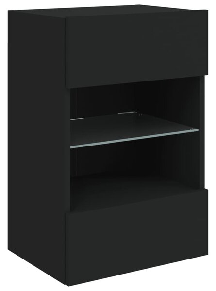 Fekete fali TV-szekrény LED-világítással 40x30x60,5 cm
