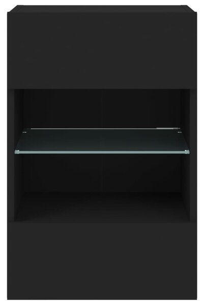 Fekete fali TV-szekrény LED-világítással 40x30x60,5 cm