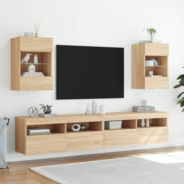 Sonoma tölgy színű fali TV-szekrény LED-ekkel 40x30x60,5 cm