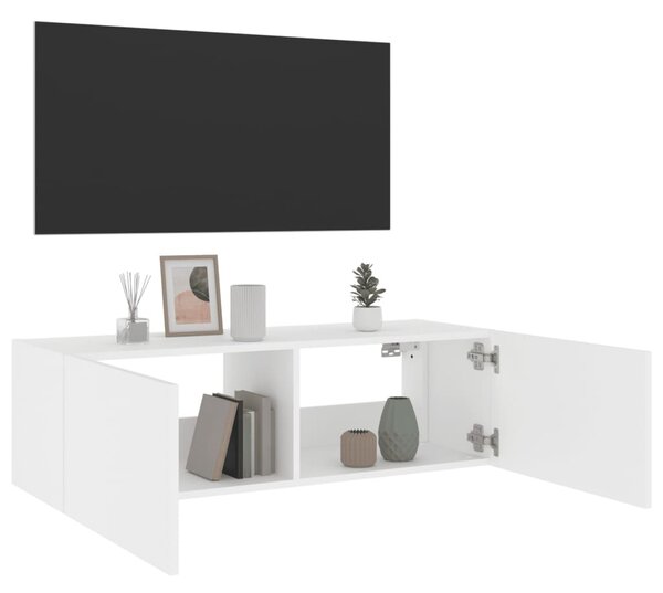Fehér fali TV-szekrény LED-világítással 100 x 35 x 31 cm