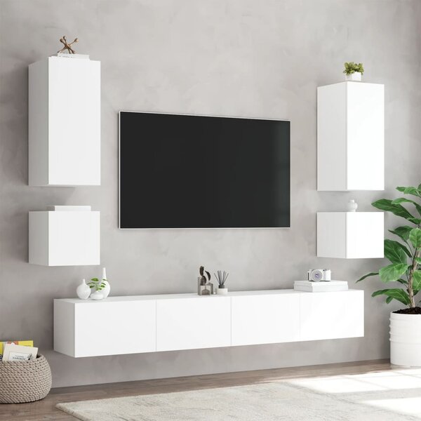 Fehér fali TV-szekrény LED-világítással 100 x 35 x 31 cm