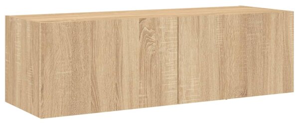 Sonoma tölgy színű fali TV-szekrény LED-ekkel 100 x 35 x 31 cm