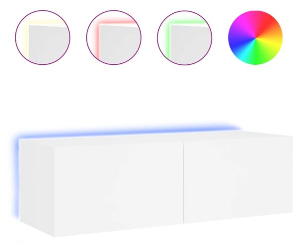 Fehér fali TV-szekrény LED-világítással 100 x 35 x 31 cm