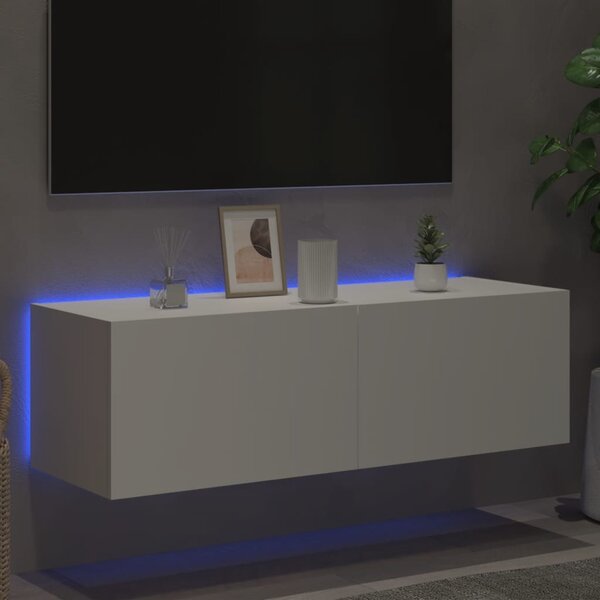 Fehér fali TV-szekrény LED-világítással 100 x 35 x 31 cm