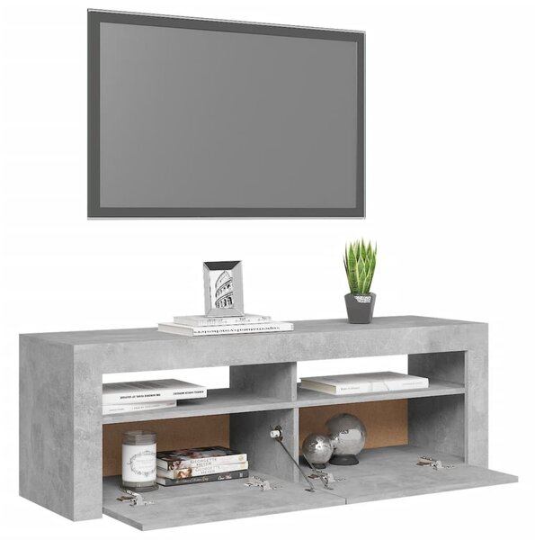 Betonszürke TV-szekrény LED-világítással 120 x 35 x 40 cm