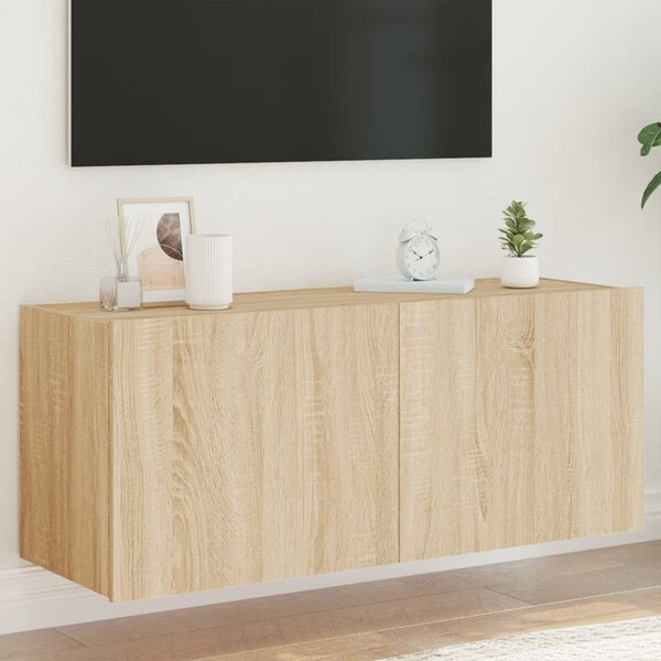Sonoma tölgy színű fali TV-szekrény LED-ekkel 100 x 35 x 41 cm