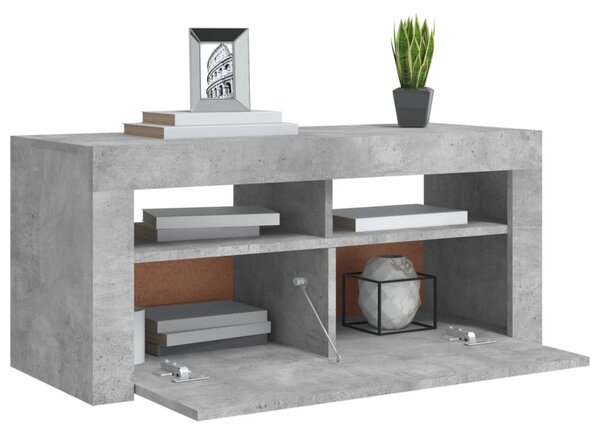 Betonszürke TV-szekrény LED-világítással 90 x 35 x 40 cm