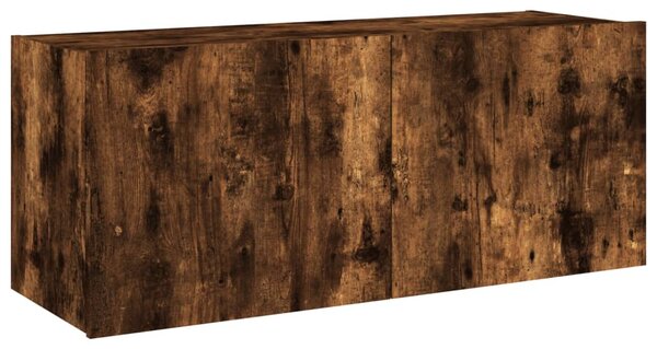 Füstös tölgy színű fali TV-szekrény LED-ekkel 100 x 35 x 41 cm